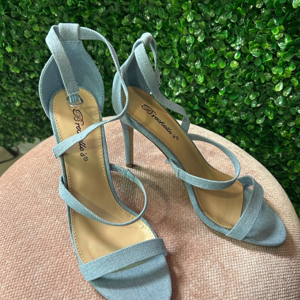 Breckelles Denim Blue Strappy Heels